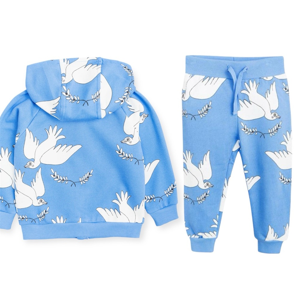 NWT Mini Rodini Organic Blue Peace matching sweat-set